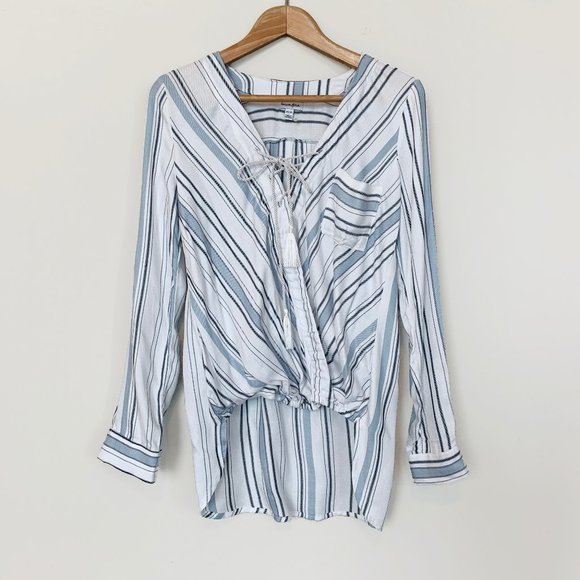 XS Blue Striped Beachy Shirt - Picture 1 of 6